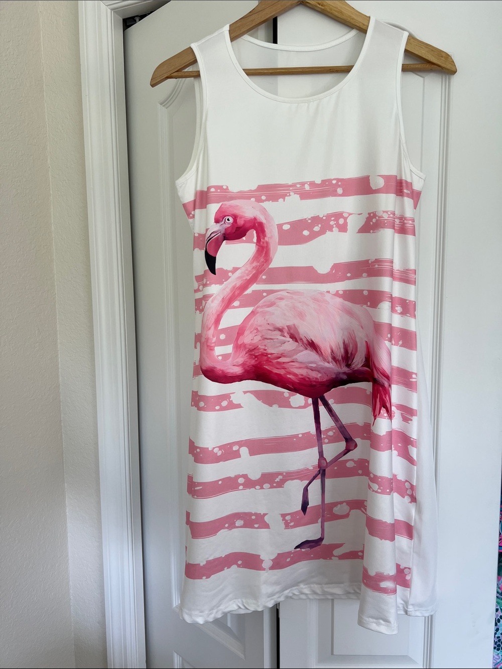 NEW Flamingo  Pink & White Dress
